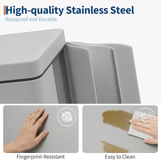Dual Compartment Trash Can 40L (2x20L), Stainless Steel Recycling Bin with Removable Buckets, Soft Close Odor-Sealing Lid, Collapsible Pedal, Fingerprint Resistant for Home Kitchen or Office