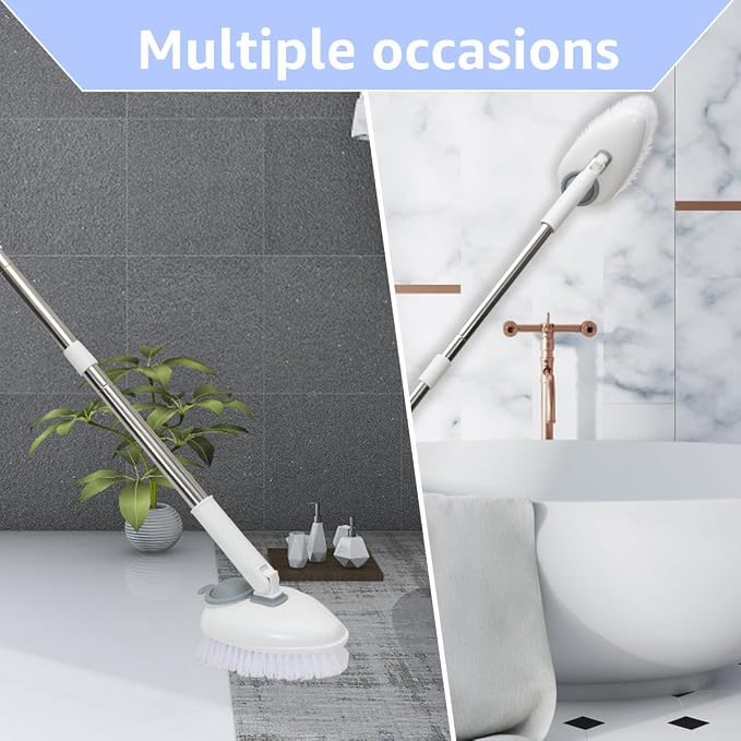 Shower Cleaner Brush Tub and Tile Scrubber with Soap Dispenser Shower Scrubbing Brush with 55.1 Inch Long Handle Bathroom Cleaning Brush with Adjustable Brush Head Floor Scrubber for Bathtub Tile