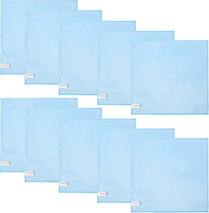 iDeaology 10 Pack XL Streak Free Premium Microfiber Glass Cleaning Cloth, 16 Inch X 16 Inch, Lint Free Quickly Clean TV, Monitor, Window, Glasses, Windshields, Mirrors, Car Windows, Stainless Steel,