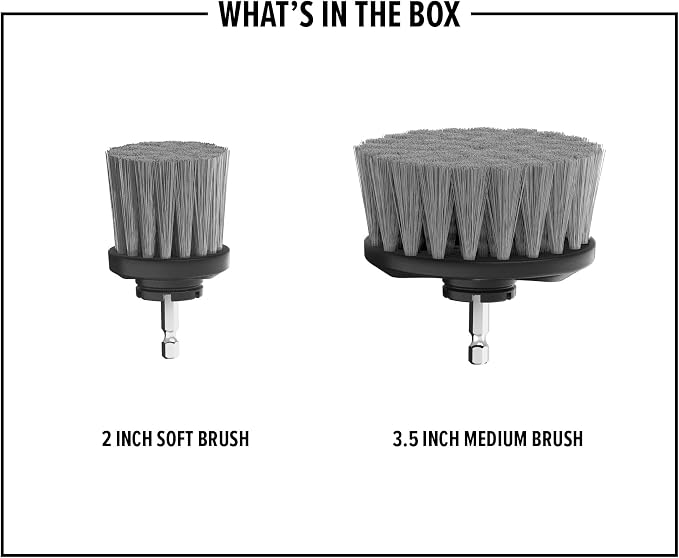 Dirt Devil Medium Bristle Cleaning Brush Set, Includes 2" & 3.5" Brushes | For Use on Showers, Porcelain and More, General-Purpose Cleaning, Scrubber Brush Drill Attachment for Cleaning