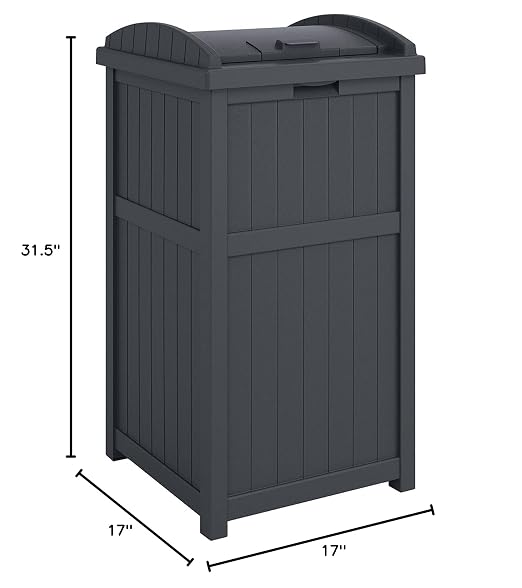 Suncast 2 Pack Trash Hideaway Refuse Container, Stylish Resin Outdoor Garbage Bin with Latching Lid, 30 to 33 Gallon Capacity, Cyberspace