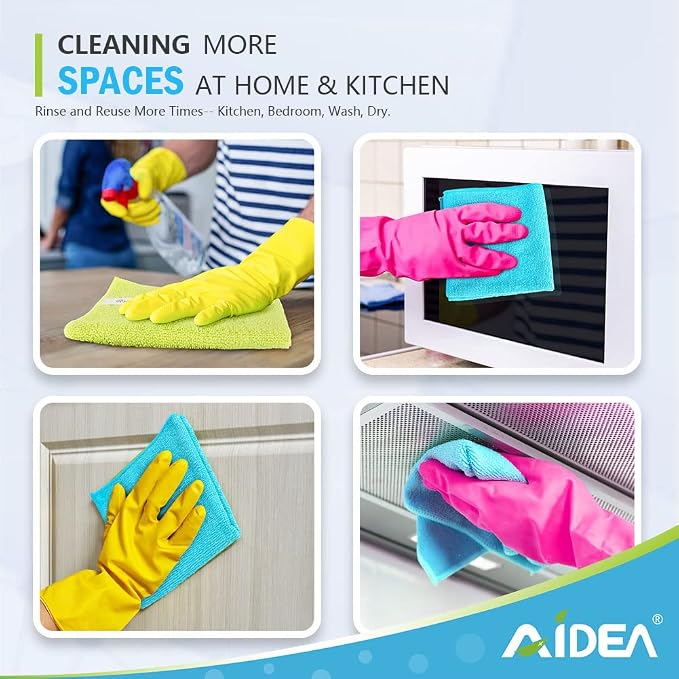 AIDEA Microfiber Cleaning Cloth-12PK, Microfiber Towels for Cars 12"x12" | Absorbent Cleaning Rags, Reusable Microfiber Towels Lint-Free, Dish Rags Streak-Free for Home /Kitchen /Window (Multicolor)