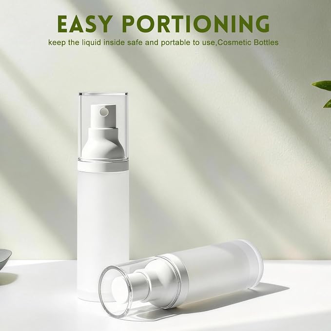 6PCS 30ml/1oz Empty Fine Mist Spray Bottles Frosted Clear Airless Cosmetic Pump Spray Bottles Refillable Travel Makeup Toner Container Dispenser Storage Vials for Travel and Outdoor