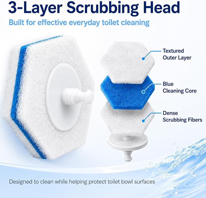 Msvvko Toilet Wand, Disposable Toilet Brush and Holder Set, 30 Refills | Toilet Cleaning System with Storage Holder, Durable Wand & Disposable Heads for Rich Foam Cleaning of Toilets, Sinks & Glass