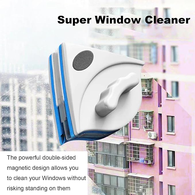 Double Sided Magnetic Window Cleaner, Magnetic Window Cleaning Brush, Window Wipers for Glass, Window Cleaning Tools Glasses Cleaner Cleaning Brush for High