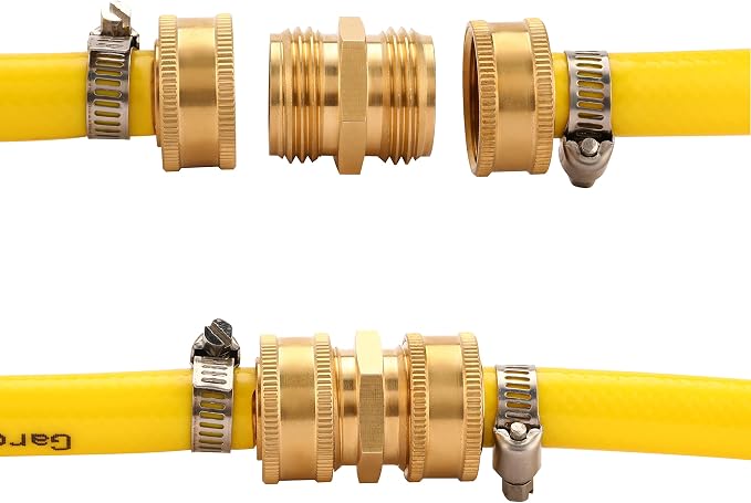Garden Hose Connector, Male to Male Hose Adapter, 3/4" GHT Double Male | 2 Pack 3/4 Inch Brass Water Hose Connector for Female Hose to Female Hose