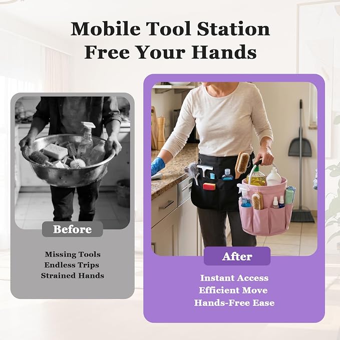 Cleaning Apron, Cleaning Caddy & Household Cleaning Storage Organizer Set