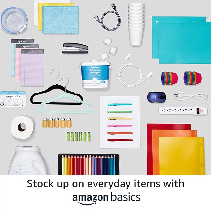 Amazon Basics 5-Shelf Adjustable, Heavy Duty Storage Shelving Unit on 4" Wheel Casters, Easy to Move Portable Wire Shelving, No Tools Needed for Easy Assembly, 30" x 14" x 64.8", Chrome