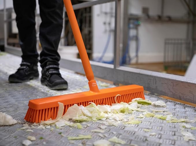 Vikan 31952 24" Heavy-Duty Push Broom, Soft/Stiff, Green