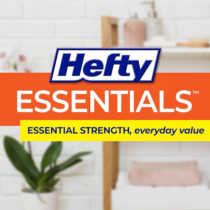 Hefty Essentials 4 Gallon Trash Bags, White, Fresh Linen Scent, 80ct | Bulk Pack, 4G Small Trash Bags for Bathrooms, Bedrooms, Dorm Rooms, Home Offices, Flap Tie Closure, Fits Small Wastebaskets