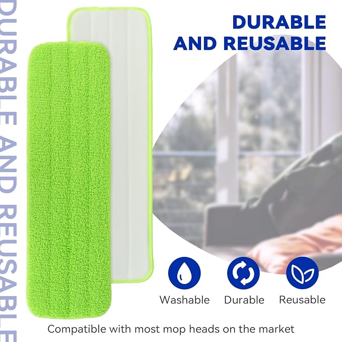 Replacement Mop Pads Fit for Rubbermaid Commercial 18" and 17" Mop - 10 Pack Wet & Dry Commercial Cleaning Reusable Refills Fit for Any Microfiber Flat System 18" and 17" (Colourful)