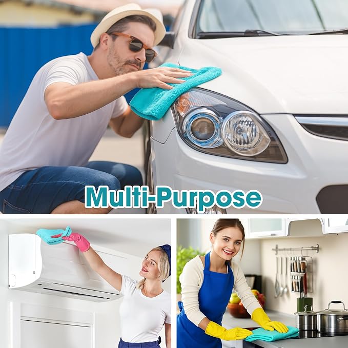 Shimeyao 30 Pcs 16 x 16 Inch Edgeless Microfiber Plush Towels for Cars Detailing Drying Wash Polishing Absorbent Cleaning Cloths, 500 GSM (Teal Blue)