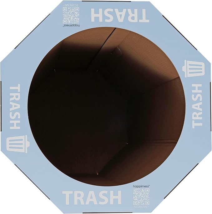 happimess Fleur 25 Gal Trash Can Bin, Tide Pool Blue, Set of 2 | Event Recycling, Traditional Classic Disposable Corrugated Cardboard, 32" Height, 16" Width, 16" Depth