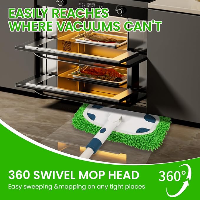 Sweeper Mop System with 3 Reusable Microfiber Mop Pads | Dry and Wet Multi Surface Floor Cleaner, Includes 1 Mop + 3 Washable Refills for Hardwood, Tile, and Laminate Floor Cleaning