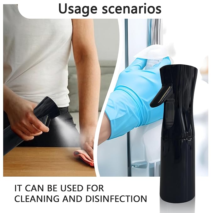 Spray Bottle for Hair Continuous Ultra Fine Mist (300ml) 360° Multi Spray Bottle for Plants, Cleaning, Skin Care Leakproof & Durable 2 Pack