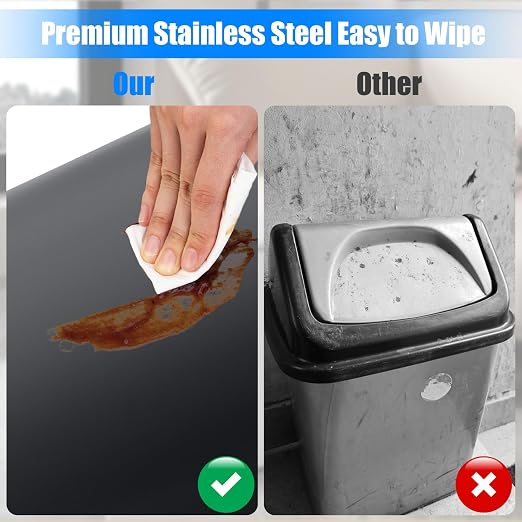 Anzoymx Stainless Steel Bathroom Trash Cans with Lids, 1.8 Gallons, Grey | Small Garbage Can with Pop up Lid Dog Proof Narrow Wastebasket Slim Bins Set for Bedroom, Living Room, Toilet, Office, Rv