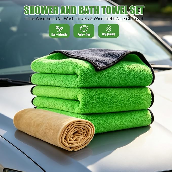 4PCS Microfiber Cleaning Cloth - Premium Microfiber Towels & Chamois Cloth