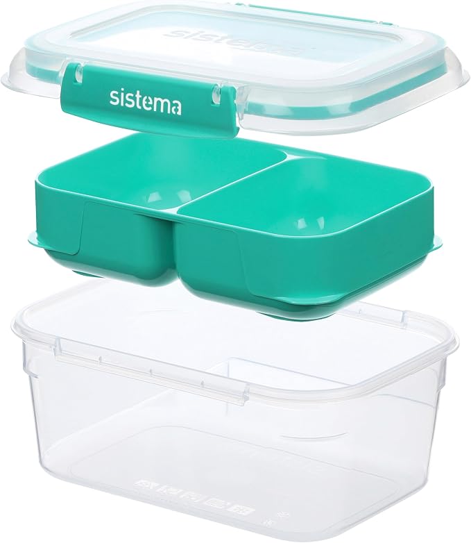 Sistema TO GO Stax Leakproof Food Storage Containers | 1 L | Airtight & Stackable Meal Prep Containers with Lids | Lunch Boxes | BPA-Free | 3 Count