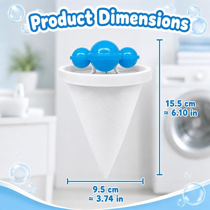 6Pack Washing Machine Hair Filter Mesh Bags,Washing Machine Conical Lint Collectors,Floating Filter,Reusable Washing Machine Hair Collectors for Cat and Dog Hair (6)
