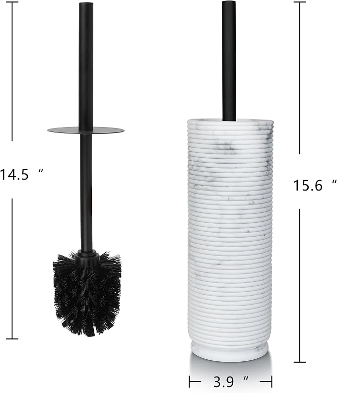 Contemporary Ribbed Design Resin Toilet Holder and Brush Set for Bathroom, Stylish and Durable Cleaning Tool with Modern Design, Compact for Efficient Cleaning