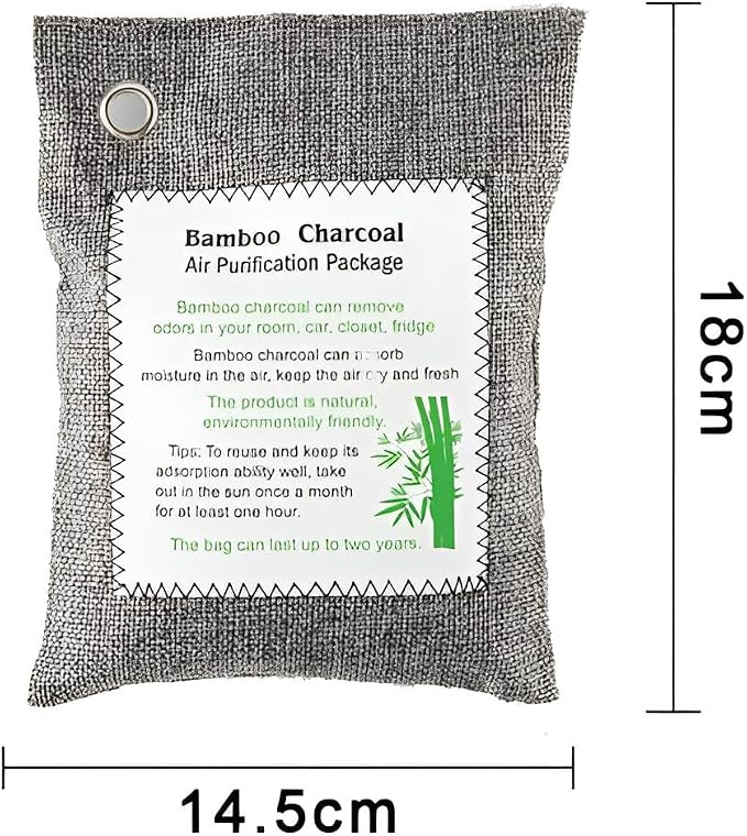 Bamboo Charcoal Air Purifying Bags (4-Pack, 200g Each) – Natural Odor Eliminator & Moisture Absorber for Home, Car, Closets, Bathrooms – Eco-Friendly, Reusable Deodorizer
