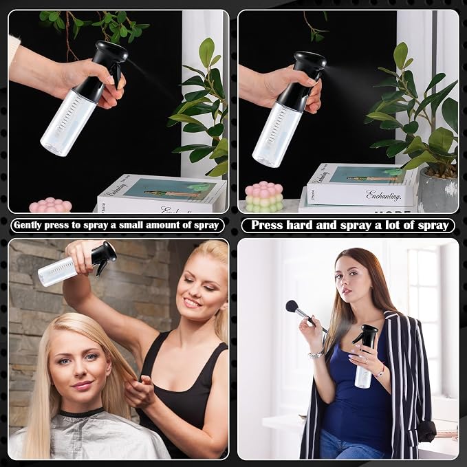 2 Pack Continuous Hair Spray Bottle and Oil Applicator for Hair Dye & Scalp | Leak Proof, Water Mister for Hairstyling, Cleaning, Planting, 2 Types Plastic Bottles for Coloring, Home Salon Use