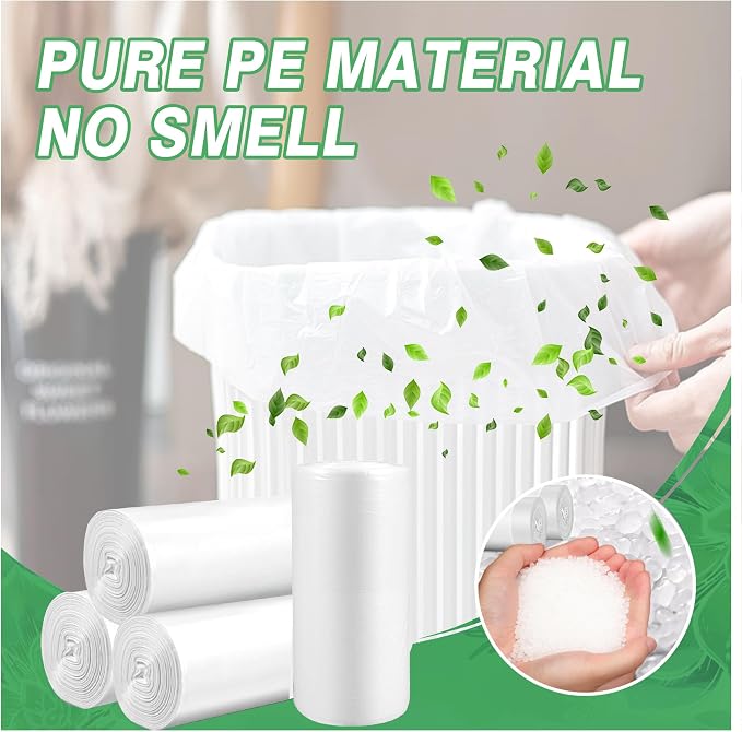 Small Trash Bags 3 Gallon, 108 Count Garbage Bags Bathroom Mini Trash Can Liners, fit 10-13 Liter Clear