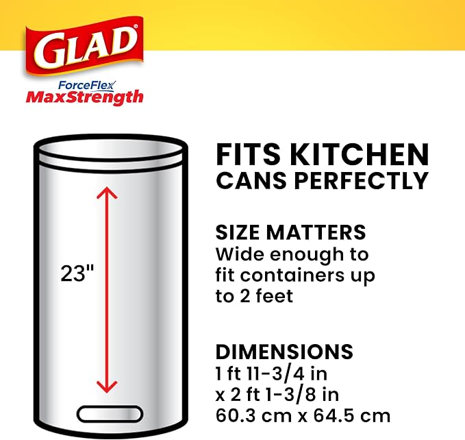 Glad Tall Kitchen Trash Bags 13 Gallon, MaxStrength Mountain Air Garbage Bags, Drawstring, 90 Count