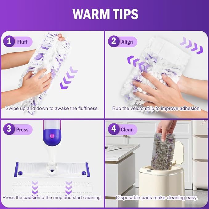 40 Count Disposable Mop Pads Refills Compatible with Swiffer® Power Mop™ | Unscented & Thickened, Wet and Dry Use, Deep Scrubbing Strips, High Absorbency, Multi-Surface Refills Pads for Floor Cleaning