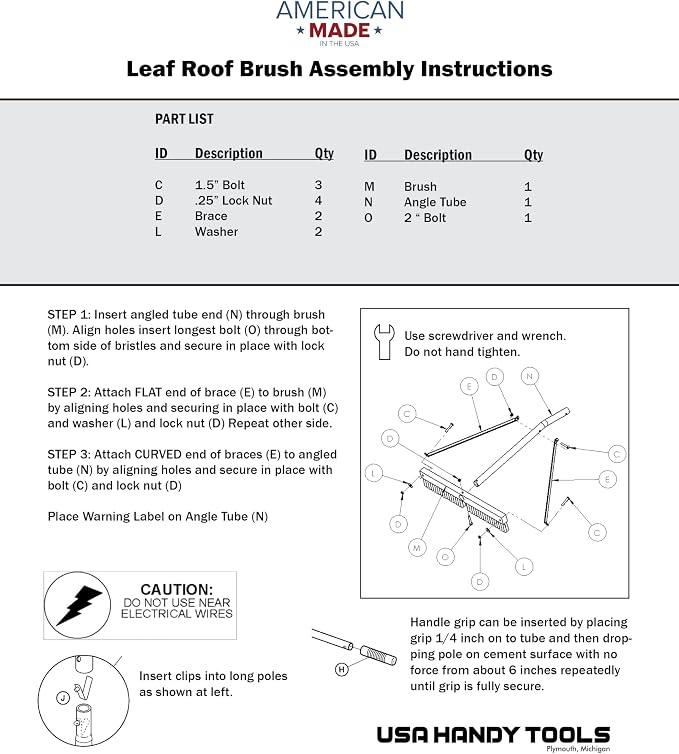 USA-Made Leaf Roof Brush - 21 Feet Long