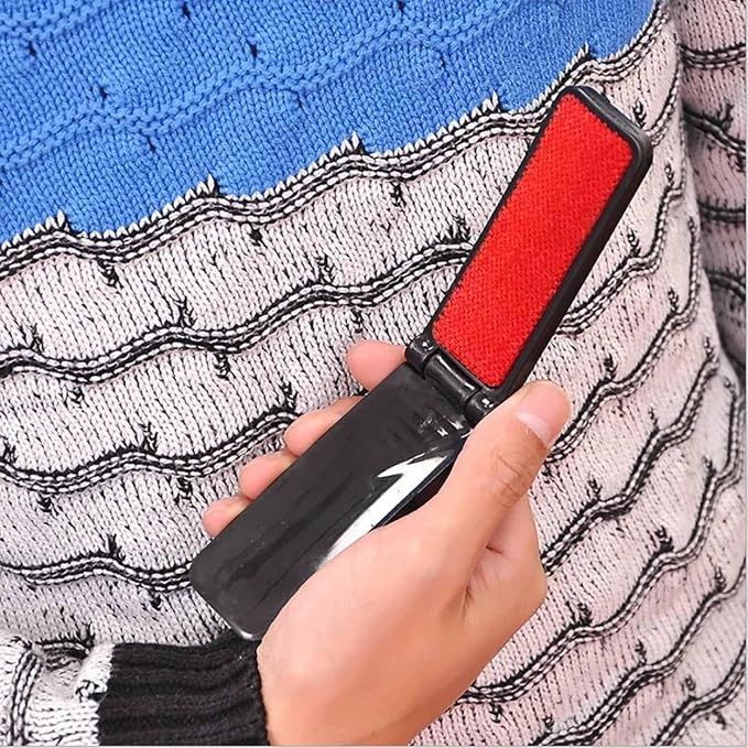 4PCS Collapsible Portable Lint Remover Brush Clothes Plastic Lint Roller for Furniture Sofa Pet Hair Fabric Lint Removal Tool Length 7.08in Black