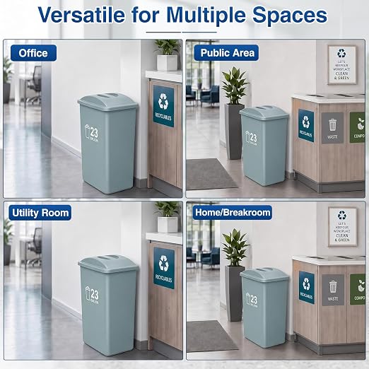 Maxdot 2 Pcs Recycle Bin Lids with Handle, Dark Gray | for 23 Gallon Slim Trash Can, Plastic, Garbage Waste Sorting Lid, for Kitchen Classroom Office Outdoor