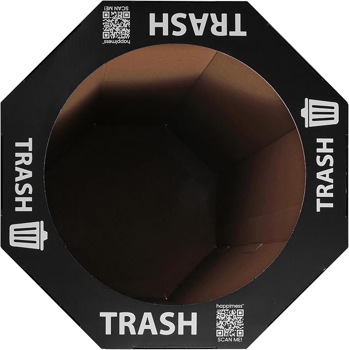 happimess Fleur 25 Gal Trash Can Bin, Bridal Black, Set of 2 | Event Recycling, Traditional Classic Disposable Corrugated Cardboard, 32" Height, 16" Width, 16" Depth