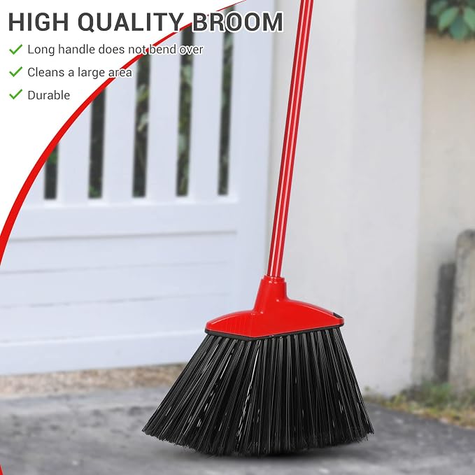 WILLBOND 20 Pcs Heavy Duty Broom Commercial Outdoor Indoor,Red