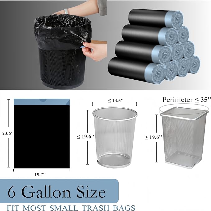 5-6 Gallon Trash Bags, 0.6 Mil Drawstring Small Garbage Bags Unscented 18 Liter Extra Thick Plastic Wastebasket Liners, 4 Roll 4 Color, 70 Counts (Colorful)
