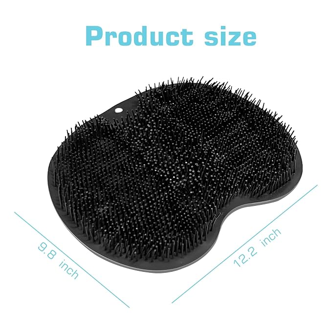 Shower Foot Scrubber Mat Back Washer Back Exfoliating Bath Wash Pad Wall Mounted Slip Suction Cups Foot Scrubber for Use in Shower Cups Foot Cleaner for Men and Women (Black)
