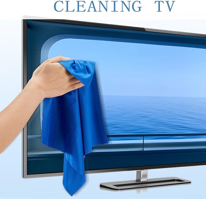 Frienda 12 Pack Microfiber Cleaning Cloth,Blue,Deep Gray | 12x12 Inch Large for Eyeglasses Screen Lens, Reusable Washable, Streak-free Lint-free, Cameras Phones Tablets Monitors