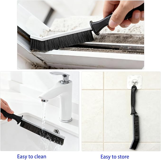 Crevice Cleaning Brush Set, Hard Bristle Grout Brush, 10-Pack | Narrow Cleaning Brushes with Stiff Bristles for Grout, Gaps, Kitchen Sinks, Bathroom Tiles, Window Tracks and Tight Spaces