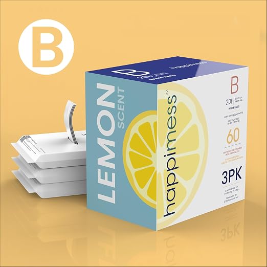 happimess 20-Count Lemon Scented 5.3 Gal Trash Bags, White, Pack of 3 | Kitchen Can Liners, Drawstring, Heavy Duty MDPE Plastic, Tear-Resistant, Recyclable, Custom Fit, Odor Control