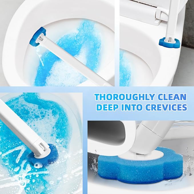 Disposable Toilet Brush with 48 Refills,Toilet Bowl Cleaner,Toilet Cleaning Supplies,Toilet Bowl Brush,Automatic lid-Opening and Closing Toilet Brush with Holder for Bathroom Deep Cleaning & Hygiene