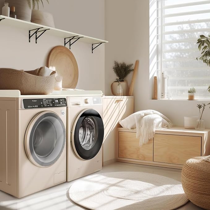 Washer Dryer Countertop, Melamine Countertop with Edge Rails - 27.5" Depth x 54" Width Laundry Room Organization, White