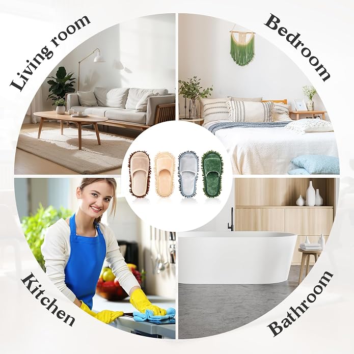 Jecery 4 Pair Microfiber Mop Slipper