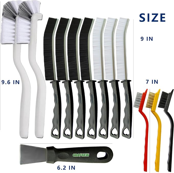 CRAFNEW 13Pcs Crevice Cleaning Brush, Household Detail Cleaner Tools | Hard bristle gap cleaning brushes, household cleaning supplies suitable for toilets, kitchens, bathrooms, cups and windows