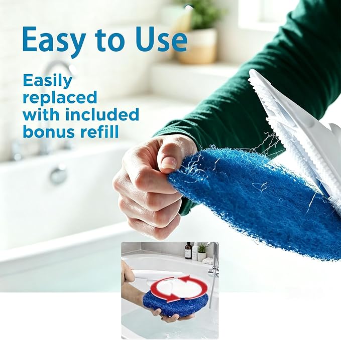 6 Pack – Non-Scratch Replacement Pads for Tub & Tile Scrubber,Durable Blue Brush Heads,Shower Scrubber Refill Pads Compatible – for Bathroom & Toilet Wall Floor Cleaning(Blue)