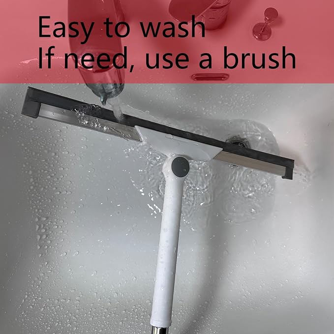 Silicone Air Broom Sweeper Squeegee for Cleaning Pet Hair Grey | Adjustable Small Handle to Clean Floor, Bathroom, Kitchen, Glass, Window, Water