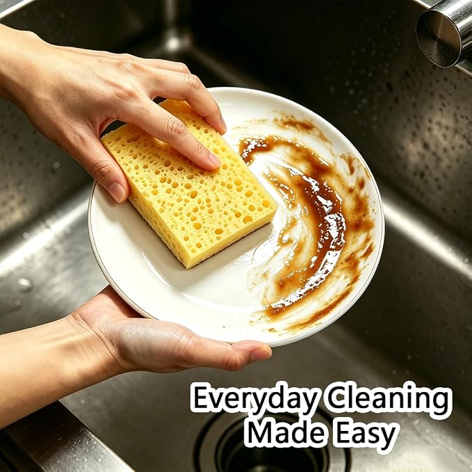 12 Pack Compressed Kitchen Sponges, Household Cleaning Sponge Expands in Water, Multi Purpose Cleaning Sponge for Dishwashing Sink Countertop and Daily Home Cleaning