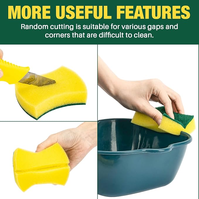 MAQIHAN 18PCS Kitchen Sponges - Heavy Duty Scrub Sponge for Dishes Pots | Double Sided Cleaning Sponges for Pots, Pans and Sinks - Durable Scrub Layer for Everyday Kitchen Cleaning Tasks