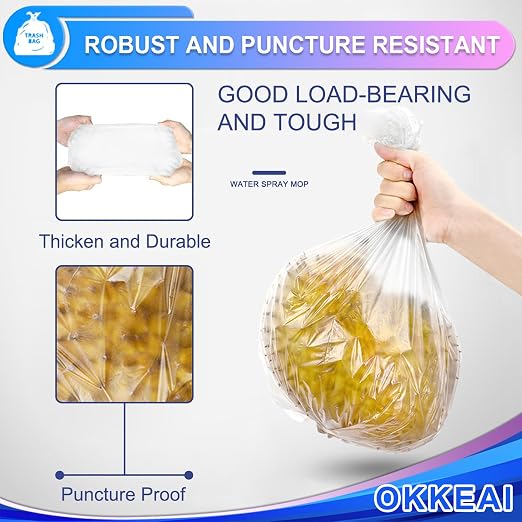 OKKEAI 3 Gallon Small Trash Bags, White, Leak-Proof and Durable, 120 Count | Compact and Strong Bathroom Trash Bags, Leak Resistant Daily Use Liners for Bathroom Office and Bedroom Waste Bins