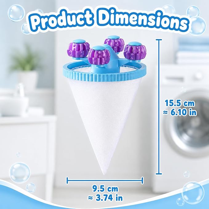 3Pack Washing Machine Hair Filter Mesh Bags,Washing Machine Conical Lint Collectors,Floating Filter,Reusable Washing Machine Hair Collectors for Cat and Dog Hair (3)