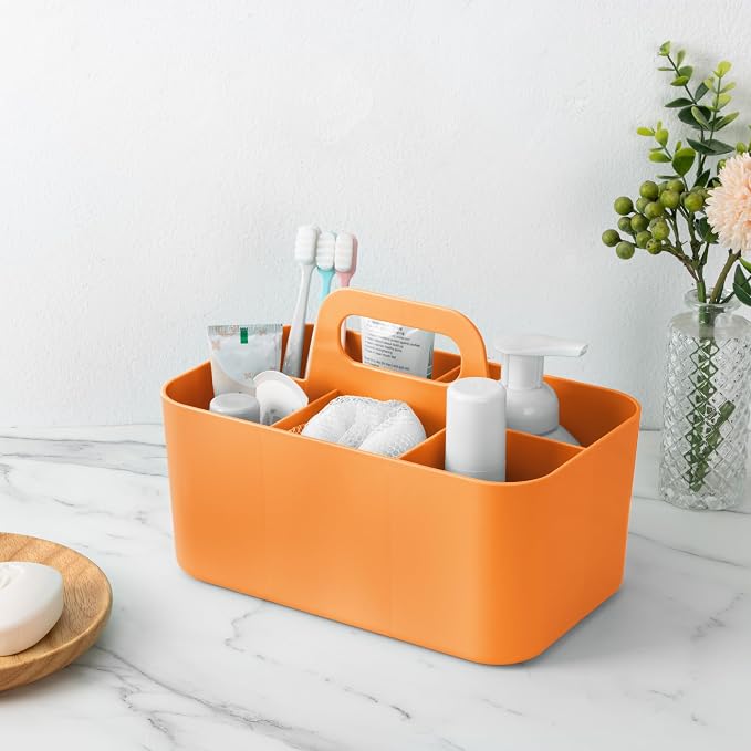 Tiawudi Multipurpose Caddy Organizer, Plastic Caddy with Handle, Stackable Desk Organizer for Stationery, Marker and Pencil, Office Supplies Organizer, Dorm Caddy